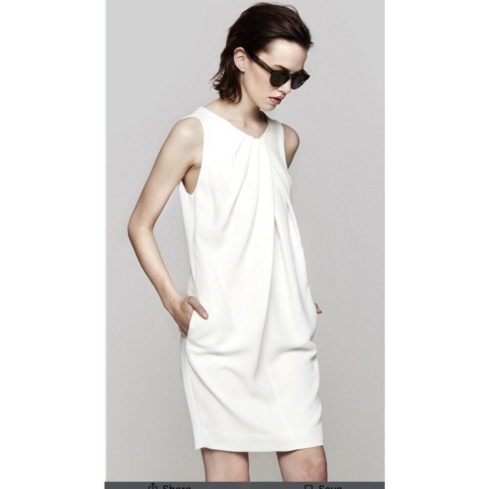 L’AGENCE Silk Pleated Mini Dress - 4 White Bridal Classic Caroline Besette $450